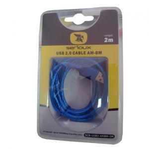 Cablu imprimanta USB 2.0 (AM-BM) 2m, super-calitate, retail, blister, SERIOUX, SCR-USB2-AMBM-2M