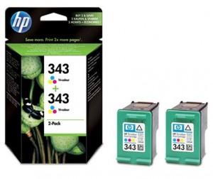Cartus HP 343 2-pack Tri-color Inkjet Print Cartridges, CB332EE