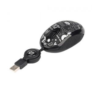 Mouse G-Cube GLCR-20B, Retractable Mini G-Laser Mouse,1000 dpi, 2X click, USB Black, GLCR-20B