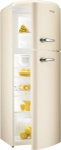 Frigider cu 2 usi Gorenje RF 60309OC, design retro, Seria Old Timer, Culoare Bej, 294 L, Clasa A++