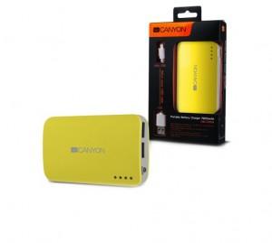 Acumulator extern CANYON, Yellow color portable battery charger with 7800mAh, micro USB, CNE-CPB78Y