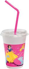 12 Pahare MilkShake cu paie si capac 300ml PRINCESS PARTY