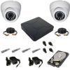 Kit buget 2 camera rezolutie 720p infrarosu 20 m + DVR + HDD 500GB+ Sursa +cablu 20 m +SOFT compatibil cu telefonul, tableta si laptop (PC)