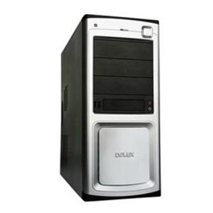 Carcasa Delux Middletower ATX 450W alimentare SATA, 3 bay, silver&black, USB, Intel TAC air, MF485