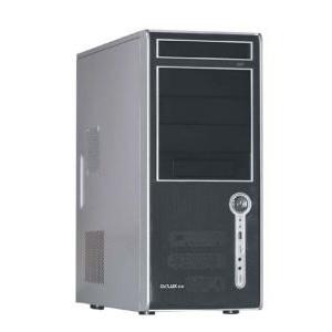 Carcasa Delux Middletower ATX 450W alimentare SATA, 4 bay, silver&black, USB, CD cover, Intel TAC air, MF432