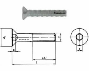 Surub cap inecat imbus DIN 7991-8.8 M 8x 40 ZA SW5