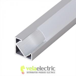 Profil aluminiu pentru banda led flexibila, unghiular cu margine, 2m