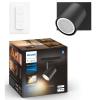 Spot inteligent Philips Hue Runner, Bluetooth, ZigBee Light Link, GU10, 5W (50W), 350 lm, ambianta alba, comenzi vocale, metal, Negru