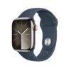 SmartWatch Apple Watch S9, Cellular, 45mm Carcasa Stainless Steel Silver, Storm Blue Sport Band - S/M