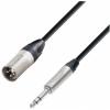 Adam Hall Cables K5 BMV 0100 - Microphone Cable Neutrik XLR male to 6.3 mm Jack stereo 1 m