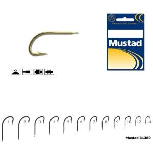 Carlig Mustad M31380, Forjat cu Tija Scurta, Auriu, 10buc