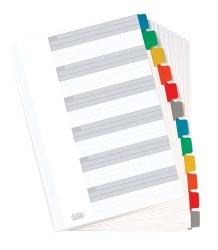 Separatoare carton alb Mylar, cu margine PP color, A4, 170g/mp, 12 culori/set, ELBA