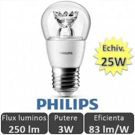 Bec LED Philips - LEDluster 3W P48 CL 230V E27 alb-cald