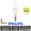 Bec LED Philips - Classic Filament LED 2W BA35 E14 827 alb-cald