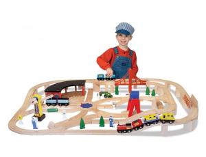 Melissa&Doug - Set Trenulet din lemn cu depou MD0701