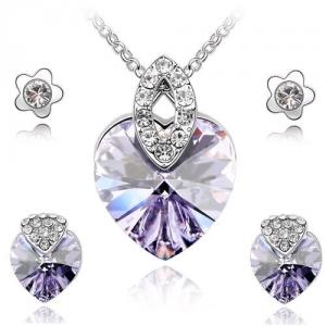 Set bijuterii cu cristale Swarovski Love Heart