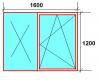 FEREASTRA 2 CANATE, ALUMINIU, BARIERA, COLOR, L=1.6M, H=1.2M, 1 CANAT FIX, 1 CANAT OSCILOBATANT