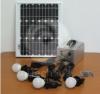 Kit fotovoltaic cu LED-uri pentru cabane 15W/4LED/12AH + incarcator pentru telefoane mobile
