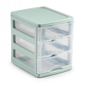 Organizator plastic, cu 3 sertare, 13,5 x 17 x 17, transparent - verde, Turia, Happymax