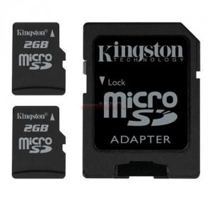 Kingston - Cel mai mic pret! Pachet 2x Card microSD 2GB + 1x adaptor SD