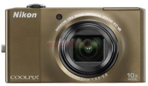 NIKON - Camera Foto COOLPIX S8000 (Maro, Cea mai subtire camera cu zoom optic 10x) + CADOU