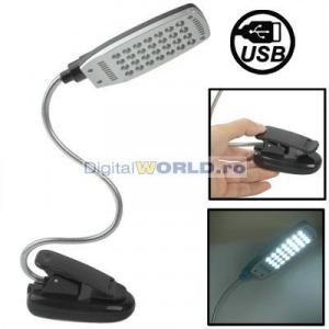 Lampa USB tip veioza cu LED-uri, intrerupator, alimentare USB sau baterii,  pentru birou, citit, calculator PC, laptop, gama PREMIUM, 8130 -  DigitalWORLD