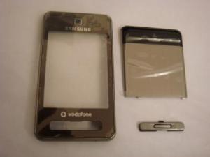 Carcase originale Samsung F480 kit with front cover with touch screen + good contact, battery cover, complete keypad and vodafone logo