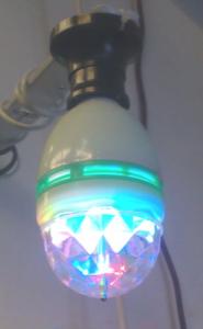 Lampa rotativa disco Cristal ball trei culori  pentru fasung bec normal