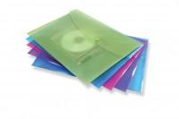 Mapa plastic cu buton si suport CD, culori transparente, 5 buc/set, asortate