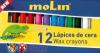 Creioane colorate cerate, 12 culori/set, MOLIN Color Plus