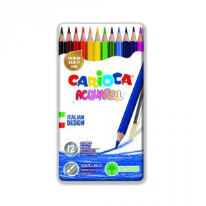 Creioane colorate acuarela in cutie metalica, hexagonale CARIOCA Acquarell