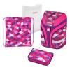 Ghiozdan ergonomic echipat motiv motion plus pink cubes herlitz