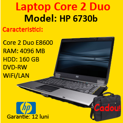Laptopuri sh HP 6730b Notebook, Intel Core 2 Duo E8600, 2.4Ghz, 4Gb, 160Gb HDD, DVD-RW, 15 inci LCD