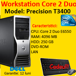 Workstation second Dell Precision T3400, Core 2 Duo E6550, 2.33Ghz, 4GB DDR2, 250Gb, nVidia Quadro FX 1700