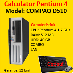 Computer Ieftin HP Compaq D510, Intel Pentium 4 1.7Ghz, 512Mb DDR, 40Gb HDD, Combo
