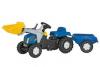 Tractor cu pedale si remorca copii rolly toys blue -