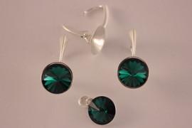 Set Argint 925 cu SWAROVSKI&reg; ELEMENTS Rivoli12/12mm Emerald