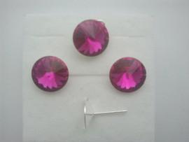 Set Argint 925 cu SWAROVSKI&reg; ELEMENTS Rivoli10/12mm Fuchsia (surub)