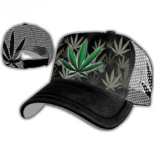 Weed Leaf Trucker Cap - 7408GUY