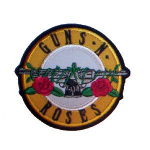 Patch de lipit GUNS`N ROSES Logo galben rotund TRANDAFIRI SI PISTOALE