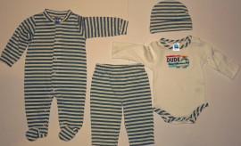 Compleu - salopeta, pantaloni, body si fes - Little Dude -  Haine Bebelusi