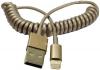 Cablu spiralat USB A tata - compatibil iPhone5 tata - auriu