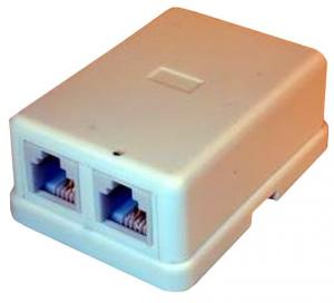 Priza de perete modulara 2 conectori telefon 4/6 (RJ11), (TEL-0009 X2-WHITE)