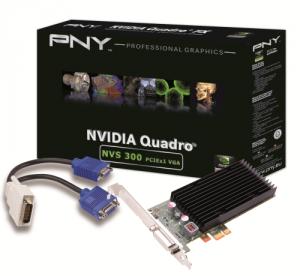 NVidia PNY Quadro NVS 300, 512MB GDDR3 64bit, PCIEx1, DMS-59 to dual VGA adapter cable, bulk