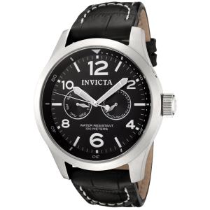 Invicta Men's 0764 II Collection Black Dial Black Leather Watch