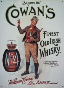 Whisky Cowan's placa metal reclama retro