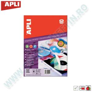 Etichete autoadezive multimedia Apli  10 coli/set  CD/DVD  diam ext/int 117/18 mm  50 buc
