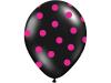 Baloane negre cu buline roz, 30 cm, 6buc/set
