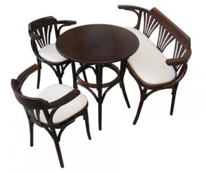 Set Masa si Bancuta Bistro + 2 scaune lemn curbat, Mobirom, 723 - SC Mobirom  SA