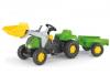 Tractor cu pedale si remorca copii verde 023134 rolly